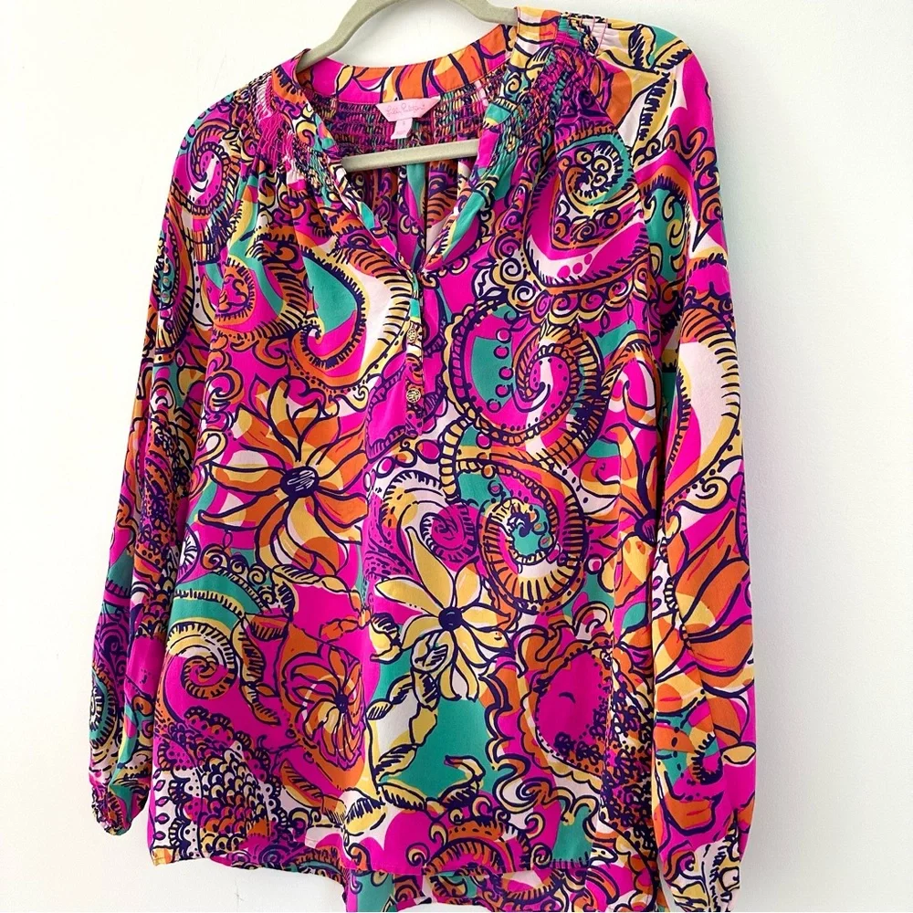 LILLY PULITZER Elsa Silk Blouse - Picture 2 of 13